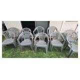 BEE150 - Collection of Ten Plastic Lawn Chairs