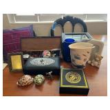 BEE166- Assorted Jewelry Boxes, Marine Corp Memorabilia, Ceramic Decor & More