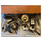 BEE172- Various Revere Cooking Pots & Pyrex Double Boiler 