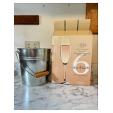 BEE093- (6) Lenox Tuscany Classic Collection Part Flutes With Metal Bucket