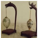 FHK121 Two Hanging Hand Blown Glass Eggs