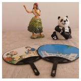 FHK168 Limoges Panda, Hula Dancer and Fans