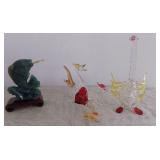 FHK172 Hand-blown Glass Birds and Jade-like Koi