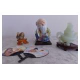 FHK176 Jade-Like Footed Vessel, Porcelain and Mini Fans