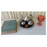FHK408 Reed & Barton Silver-Plate Modern Tea Set, Stamp Album & More