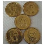 FFHK433 Five 2007 John Adams Presidential $1 Coins