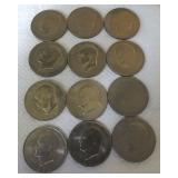 FFHK437 Twelve 1971 Eisenhower Silver Dollar Coins
