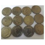 FFHK438 Twelve Mixed Dates Eisenhower Silver Dollar Coins #1