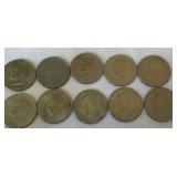 FFHK440 Ten 1972 Eisenhower Silver Dollar Coins