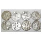 FHK445 Eight Mixed Dates Walking Liberty Half Dollar Coins #2