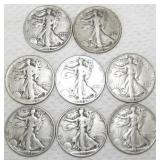 FHK446 Eight Mixed Dates Walking Liberty Half Dollar Coins #3