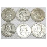 FHK455 Still More Mixed Ben Franklin Silver Half Dollar Coins