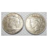 FHK459 Two 1922 Liberty Peace Silver Dollar Coins #1