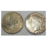 FHK460 Two 1922 Liberty Peace Silver Dollar Coins #2