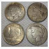 FHK462 Lot of Four 1922 Liberty Peace Silver Dollar Coins