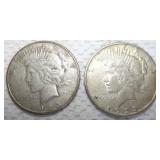 FHK464 Lot of Two 1923 Liberty Peace Silver Dollar Coins