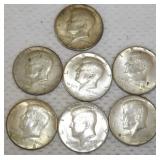 FHK471 Seven Mixed Dates Kennedy Half Dollar Coins