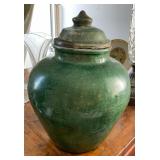 WWT036 - Vintage Green-Glazed Jar With Cover