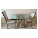 WWT114 - Bamboo Glass Top Table With Chairs 