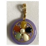 MCM004 Exquisite Purple Jade and Other Polished Stones Pendant with 14K Accents