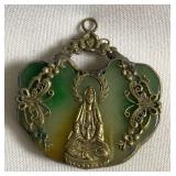 MCM006 Huge Multi-Color Jade Guan Yin Pendant with Silver Tone Accents