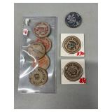 BAP129 - A Handful Of Wooden Nickels & One Shiny Israeli Coin 