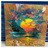 BAP414 - Original Mixed Media Piece “Emerald Sunset” by James Coleman