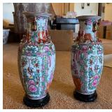 RSN011- Another Pair of Vintage Japanese Porcelain Ware Vases - Hand Decorated