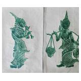 RSN066 - Pair of Thai Style Rubbings in Green Pigment 