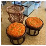 RSN140- Four Wooden Frame Stools/Footrests - Two Frames Only