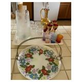 RSN164 - Vintage Decanter, Pitcher, Glasses, & Serving Platters 