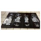 RSN187 - Asian Lacquer Mother of Pearl Inlay Hanging Art