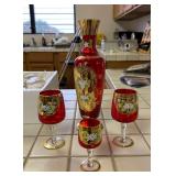 RSN189- Venetian Glass Cups And Stained Bird Glasses