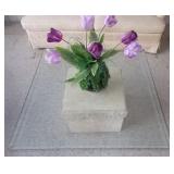 FHT004 Marble & Glass Coffee Table & Flower Arrangement