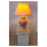  FHT006 Marble & Glass End Table and Ceramic Lamp #2