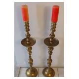 FHT009 Pair of Brass Candlestick Holders