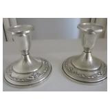 FHT022 Vintage Sterling Silver Damask Rose Candlesticks