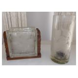FHT033 Vintage Tropical Etched Glass Vases