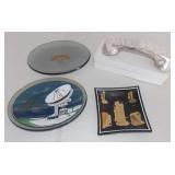FHT034 Vintage Silver Plate Phone Cover & Commemorative Plaques