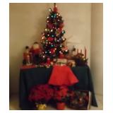FHT111 Christmas Tree, Ornaments, Silk Poinsettias 