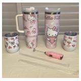 MMM005 Hello Kitty Stainless Steel Cups & Mini Blender/Mixer New