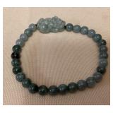 MMM040 Beaded Jade Bracelet With Foo Dog New