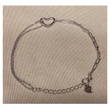 MMM047 Sterling Silver Heart Bracelet New