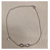 MMM048 Sterling Silver Infinity & Heart Anklet New