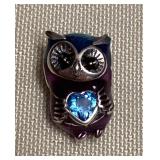 MMM053 Metal Enameled Owl Charm New