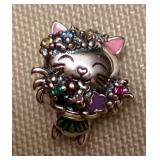 MMM056 Sterling Silver Hula Cat Charm New