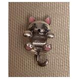 MMM057 Sterling Silver Hanging Cat Charm New