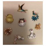 MMM061 Eight Beautiful Animal Costume Jewelry Brooches 