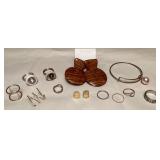 MMM096 Koa Wood Earrings , Seashell Rings & Other Island Themed Costume Jewelry 
