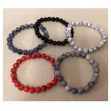 MMM104 Five Polished Stone Bracelets New
